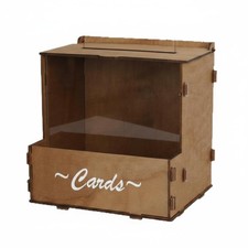 Card Box with Flower Compartment Wood Effect Wedding Card Box for Wedding, Bridal Couple