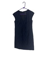 J Crew Dress Womens 4 Navy Blue Lace Sheath Sleeveless V Neck Lined Cocktail