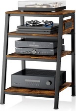 AV Media Stand Stereo Cabinet Audio Rack W/ Side Power Strip Shelves 4-Tier 