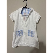 NWT Cecil  Lou Terry Cloth Swim Cover Up 3T/4T Blue Gingham Lined/Pockets READ