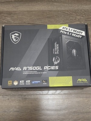 MSI MAG A750GL PCIE5, Fully Modular Compact Gaming 750W Power Supply, 80+ Gold,