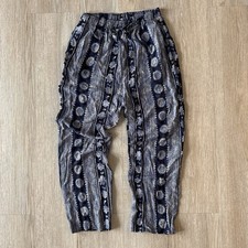 Clio Vintage Patterned Pants Womens M Blue Rayon USA Made Y2K
