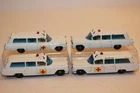 Four (4) Vintage 1960's Matchbox / Lesney S & S Cadillac Ambulance Cars #54 BPW