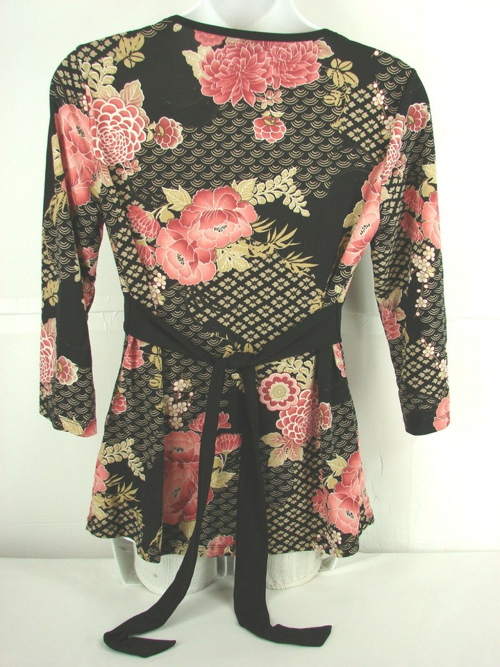 AGB Size Med ( 36in Bust 24in Length ) Floral Tie Back Blouse eBay