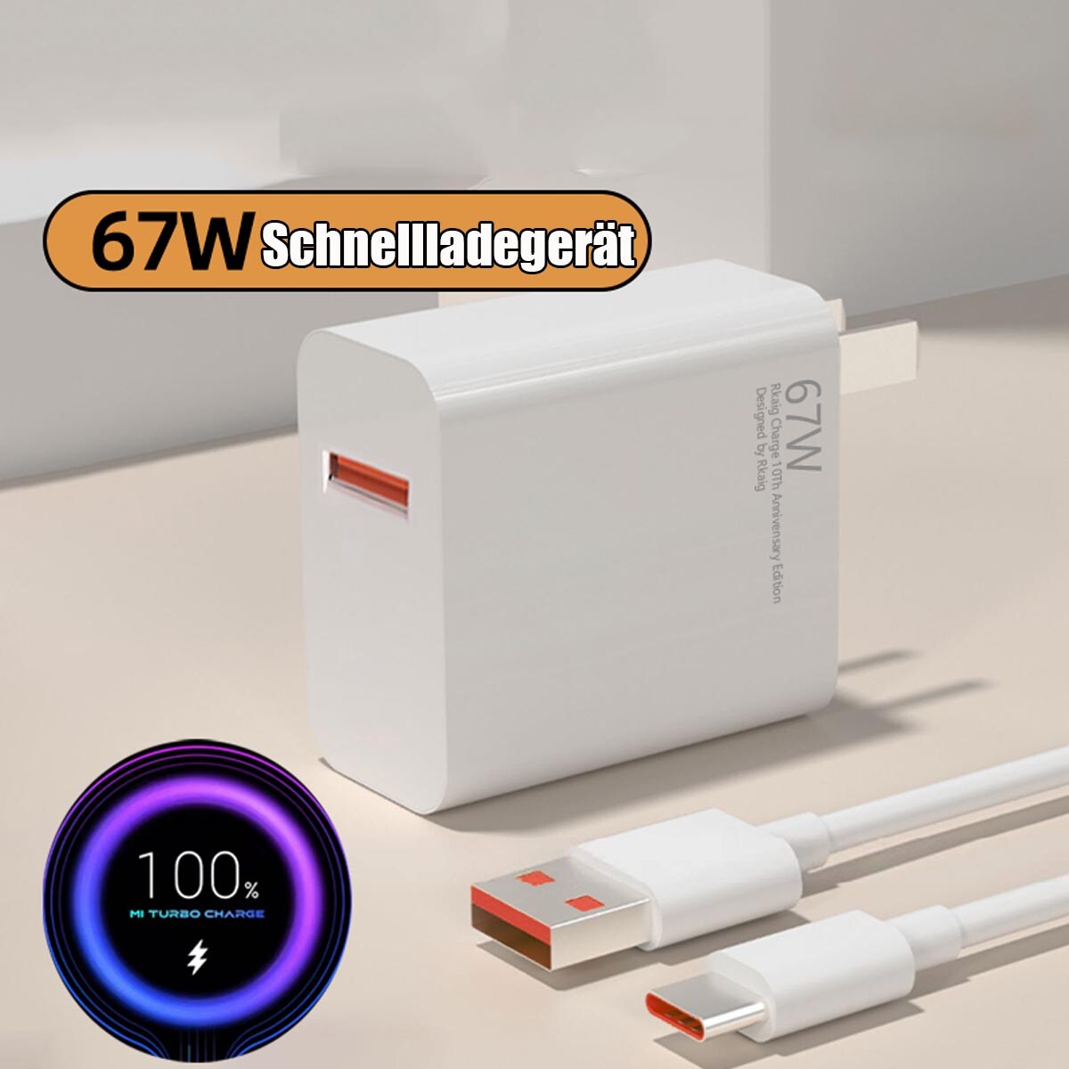 Redmi Note Lader 67W Zigarettenanzünder USB Ladegerät Mit USB C Kabel 1M Für Mi Turbo Ladegerät Für Mi 13