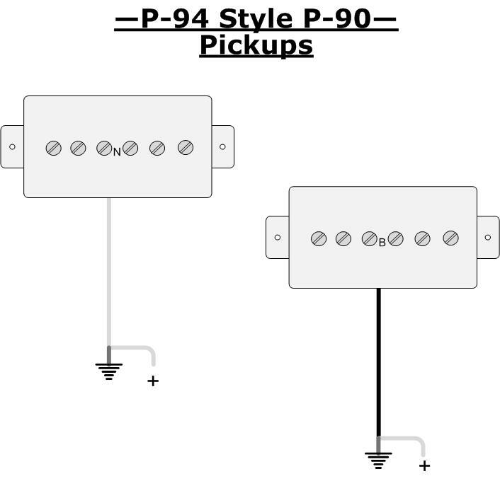 P-94 Style Humbucker sized P-90 Pickups Chrome / Black