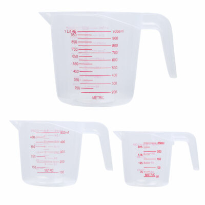 Plastic Heat-resistant Liquid Measuring Cup Baking Angled Grip&Spout 250-1000ML