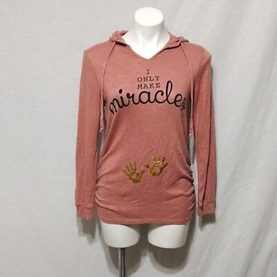 Feathers Maternity 1st Trimester Ruched Hooded Long Sleeves Sweatshirt Top Small