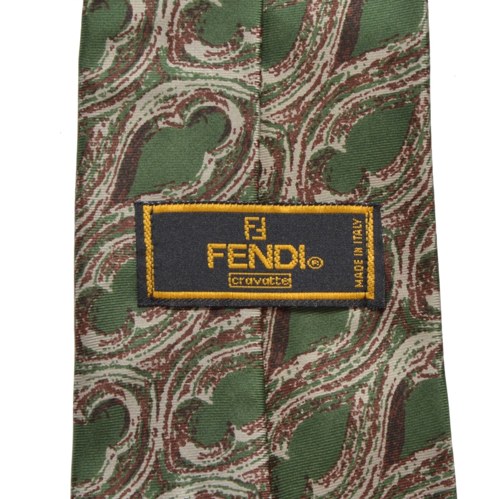 Fendi Roma Krawatte Tie 100% Seide Silk Grün Green Made in Italy CLASSIC Paisley