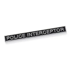 Car Trunk Lid Black POLICEINTERCEPTOR Emblem 3D Badge for Victoria Taurus Crown