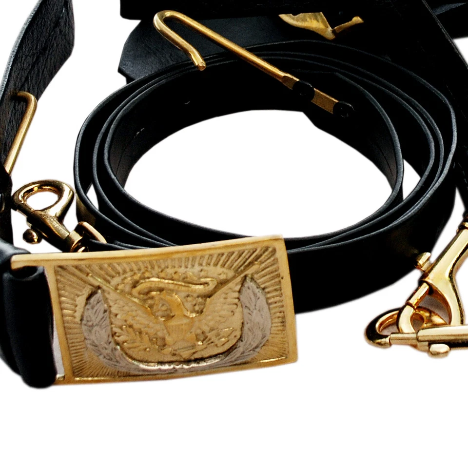 Ceinture d'épée en cuir d'officier US Civil War Union Confederate / Eagle Squ... - Photo 4/4