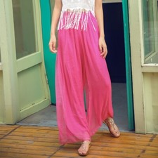 Damen Chiffon Strand Ausgestellt Hose Weites Bein Hohe Taille Maxi Hosenrock