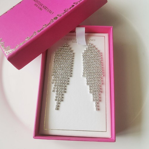New Christian Siriano Rhinestone Tassel Drop Earrings Gift Fashion