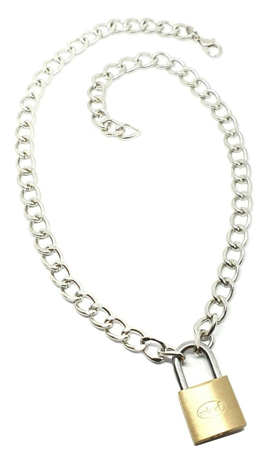 Padlock Collar Choker Necklace Pendant Alternative Blood Punk Steel Jewellery