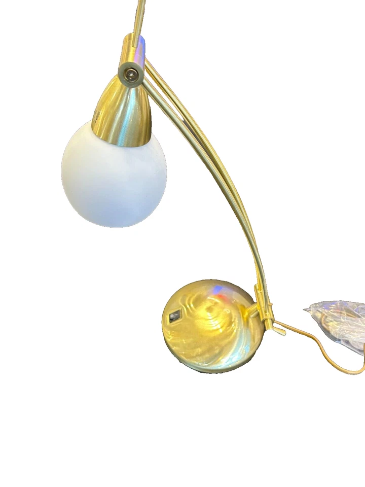 Messing Tischleuchte Tischlampe Schreibtischleuchte mit Glasschirm LED 1 x E14 - Bild 3 von 4