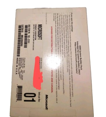 Microsoft Win Pro 7 x32 English FQC-01241 OEM System Builder Pack