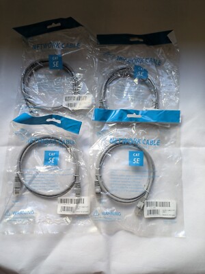 Cat 5E 3FT Ethernet Network Patch Cable 4 pack grey