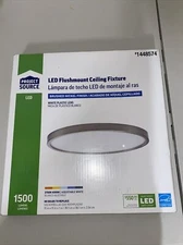 Project Source Flushmount Ceiling Fixture LED White Lens Brushed Nickel 15”
