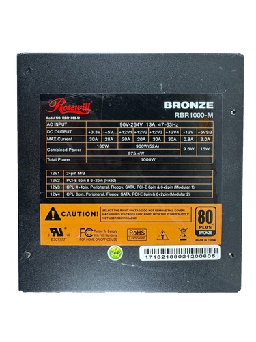 Alimentatore PC Rosewill 400W ATX Non Modulare - Estratto Da Custodia Nuova, Mai Usato