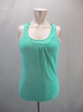 Prana Size M Womens Green Cotton Built-In Bra Athletic Racer Back Tank Top 568