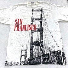 vtg 90s SAN FRANCISCO GOLDEN GATE BRIDGE ALL OVER PRINT T-Shirt LARGE soft