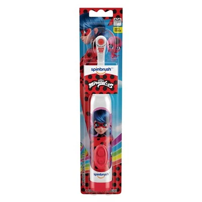 New Kid's Spinbrush Miraculous Battery Power Toothbrush Soft, For Ages 3+
