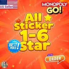 Monopoly Stickers Go 1-6 Stars⭐ ALL Sticker  Avaiable ⭐ CHEAPEST PRICES🔥24/7