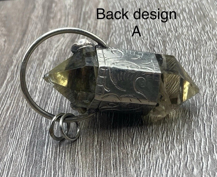 Cristal de citrino con colgante de calavera de labradorita / colgante de plata tibetana (0441-32 Foto 2 de 2