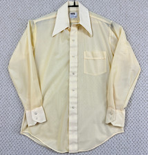 Vtg Montgomery Ward Shirt Men 15-33 Yellow Disco Sheer Lightweight Dagger Collar