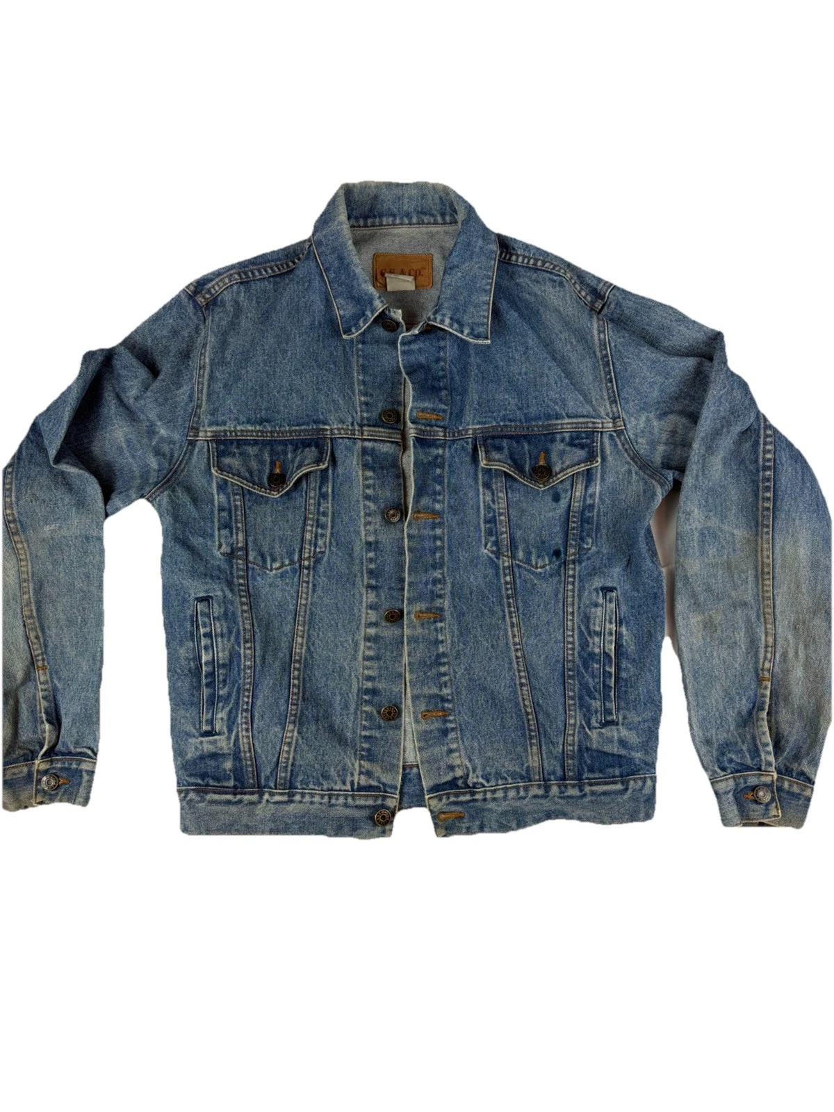 Vintage 90s CS & Co Denim Jacket Mens 42L Blue Trucker Button USA Style
