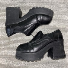 VTG 90  s Route 66 Black Chunky Platform Heel Shoes Zip Front Grunge Women  s Sz 8