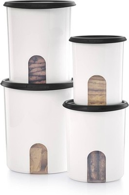 Tupperware One Touch Reminder Set of 4-pc. Canister Set/ With New Designed Seals