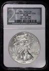 2001 American Silver Eagle NGC MS 68 20th ANN Label ASE BU Unc. 1341 of 2005