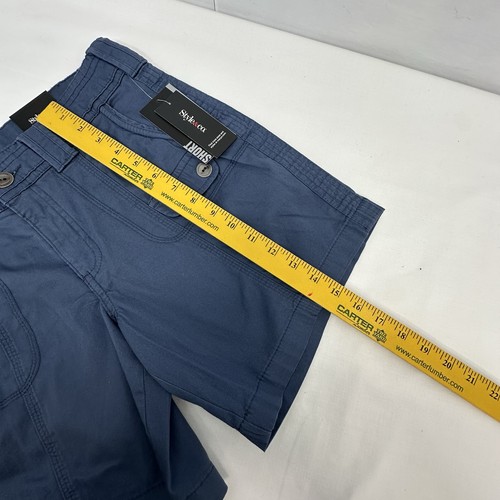 Style & co Womans Blue Mid Rise Tummy Control Cargo Style Shorts NWT Size 4 - Picture 10 of 10