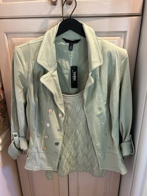 White House Black Market Light Green Utility Jacket Green Size 14 NWT