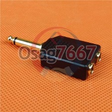 ONE 1/4" 6.35mm MONO male plug to 2×6.35mm MONO female jack adapter NEW *tn