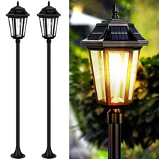 65" Solar Lamp Post Light Outdoor 2Pack, IP65 Waterproof Pole Lights with Rep...
