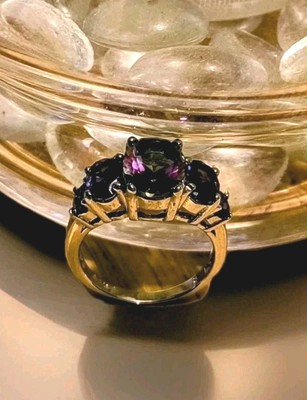 ATEMBERAUBENDER REGENBOGENTOPAS EDELSTEIN .925 STERLINGSILBER RING GRÖSSE 8