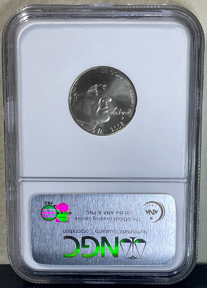 2005-P SMS 5c Jefferson Nickel Bison NGC MS69 Satin Finish - Image 2 of 2