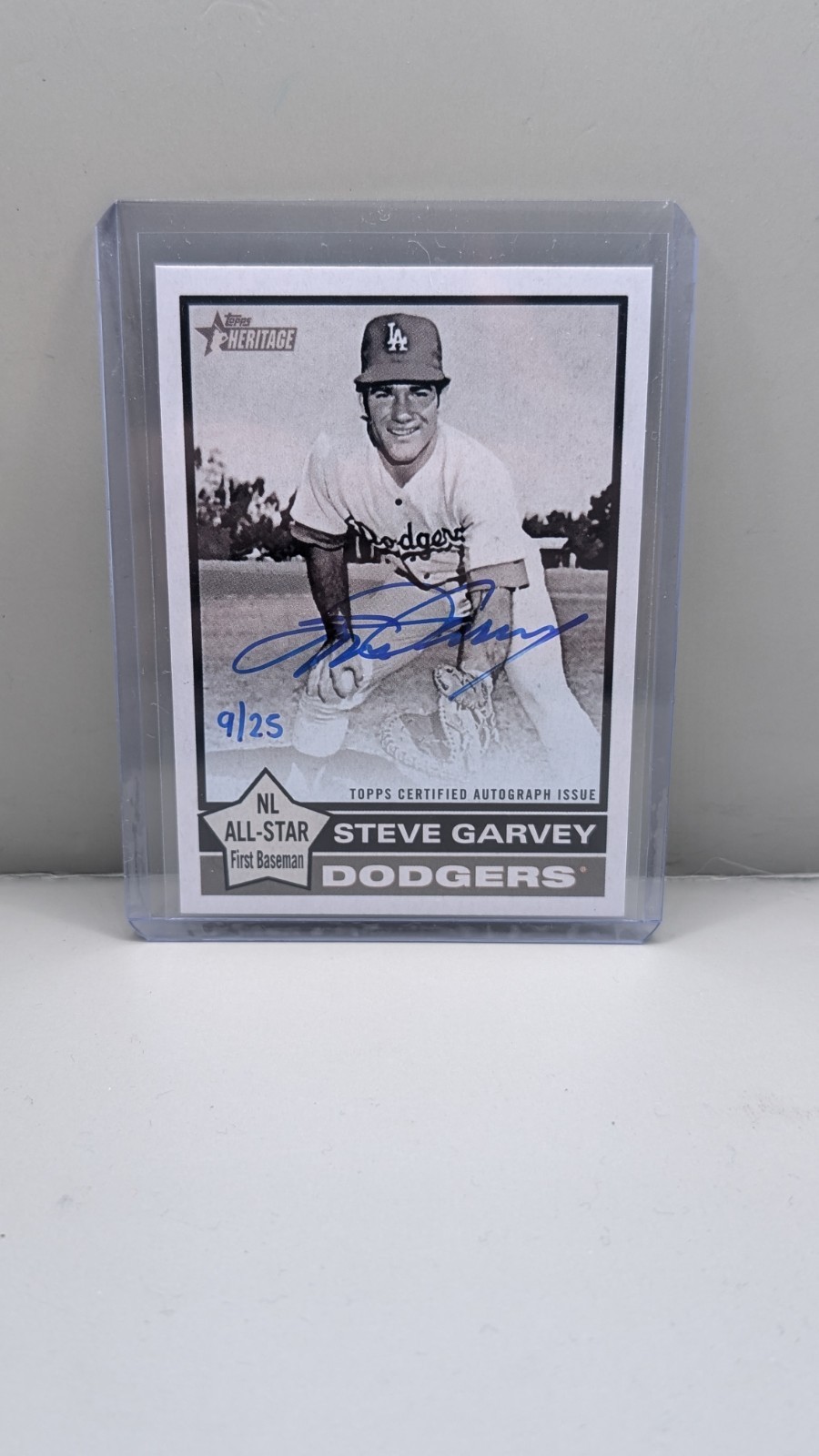 2025 Topps Heritage High Steve Garvey Real One Auto Black & White /25 Dodgers