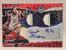 2024-25 Bowman Best Sarah Strong Prospect Red Dual Patch Jersey Auto 5/5 PDRA-SS