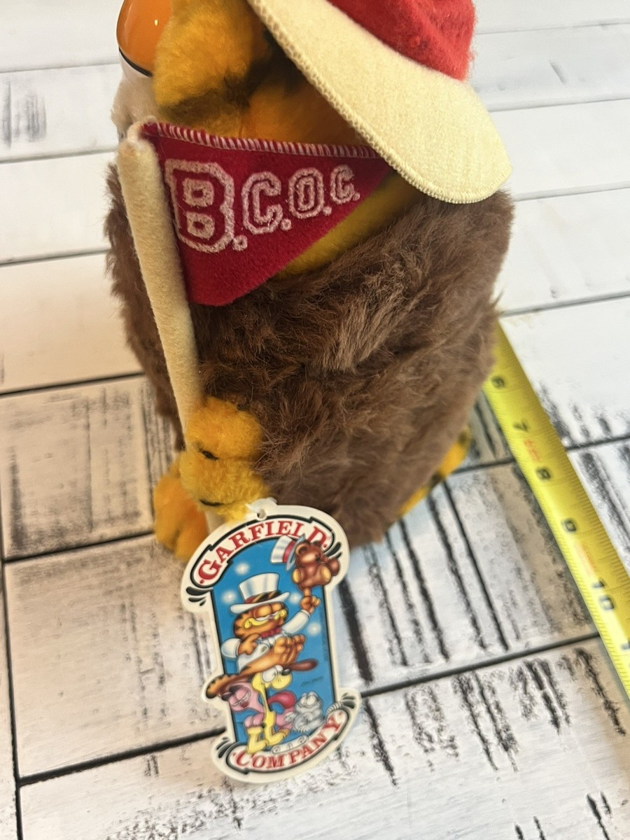 vintage Garfield 15周年記念 ぬいぐるみ チャイナ服 80's Vintage Garfield Plush Big Cat On Campus Dakin 1981 B.C.O.C Flag w