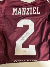 Johnny Manziel Autographed  SIGNED Football  STAT Jersey Texas A&M BECKETT BAS