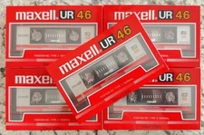 5 New Maxell UR46 Audio Tape Cassettes Normal Bias