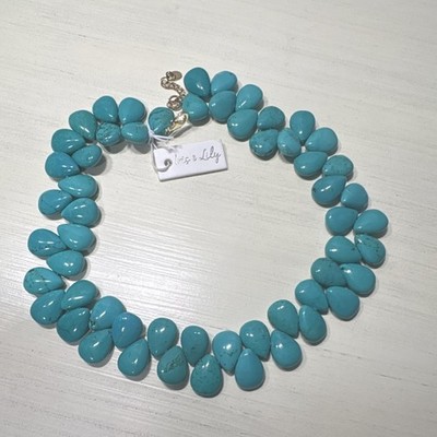 Iris & Lily Turquoise Teardrop Beaded Statement Necklace Gemstone Fashion