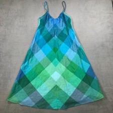 Gap Linen Blend Dress Womens S Blue Green Excellent Linen Blend Geometric Summer