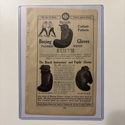 1917 Reach Corbett Model Boxing Gloves & Striking Bag Ad Antique Vintage