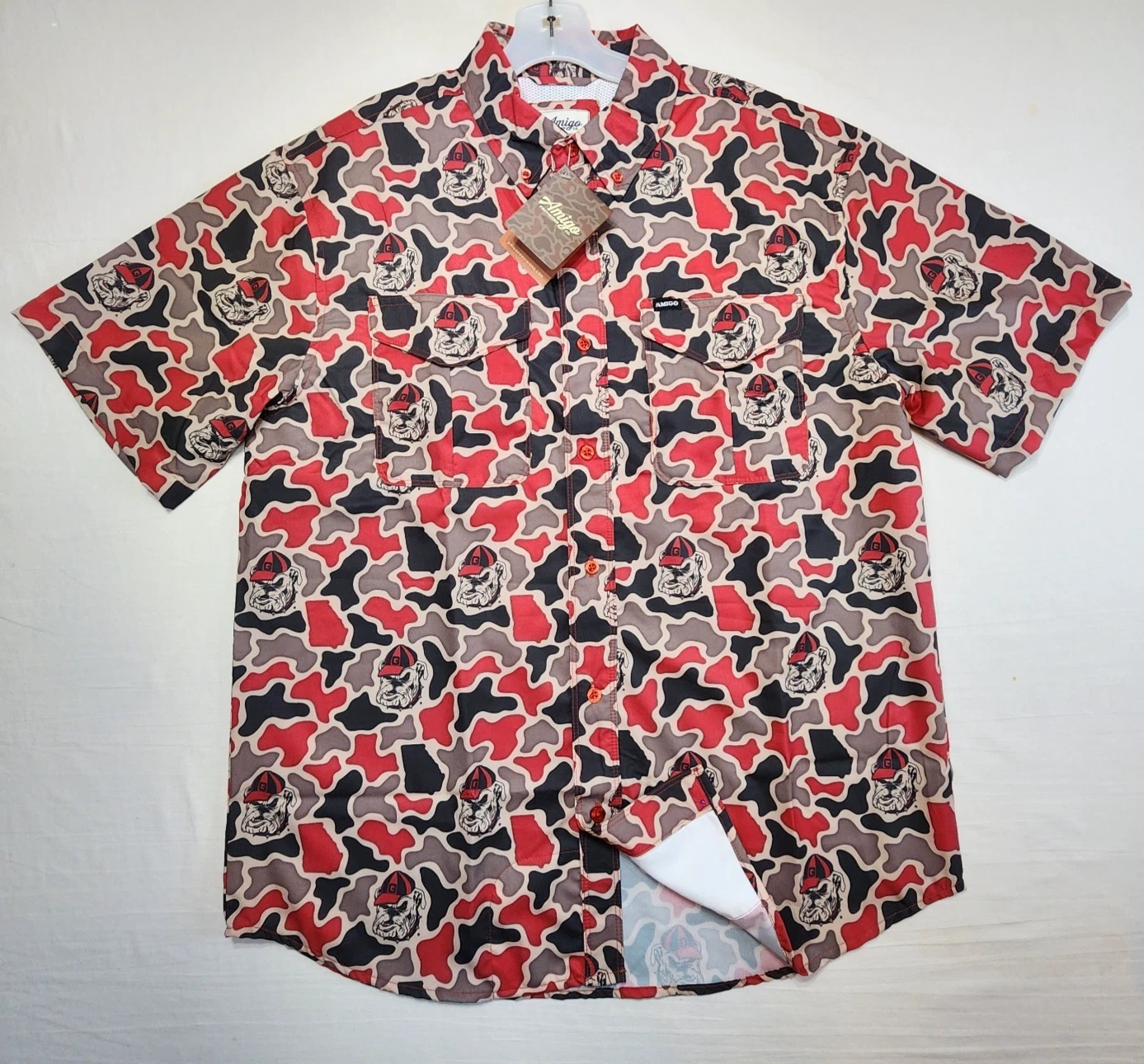 Amigo Provisions Button Shirt Mens Size L Georgia Bull Dogs Vented UPF Fishing