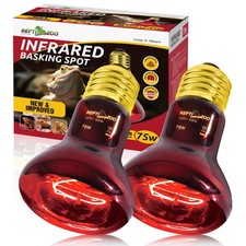 75W Reptile Heat Lamp Bulb 2PCS Infrared Heat Emitter Red Heat Lamp for Repti...