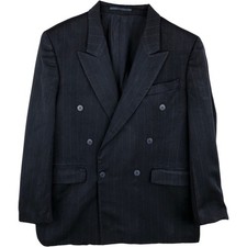 Used Yves Saint Laurent peaked lapel double-breasted striped wool tailored j...